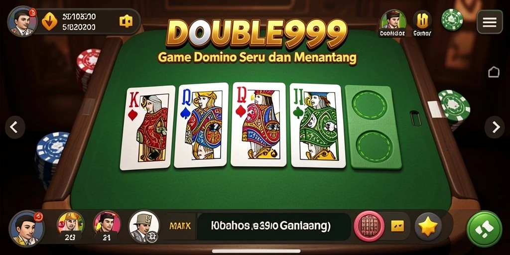 Screenshot utama DOUBLE999 menampilkan keseruan bermain Domino.