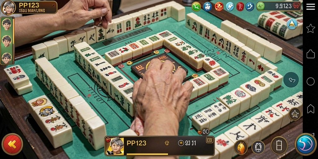 Screenshot PP123 menampilkan momen seru bermain Mahjong.
